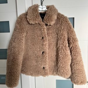 Like new Zara short boxy straight teddy furry coat jacket M
